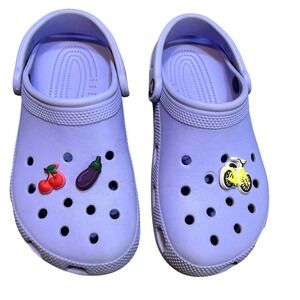 Crocs Classic Clog Lavender Purple Womens 6 Mens 4 Jibbitz Charms Slip On Shoes